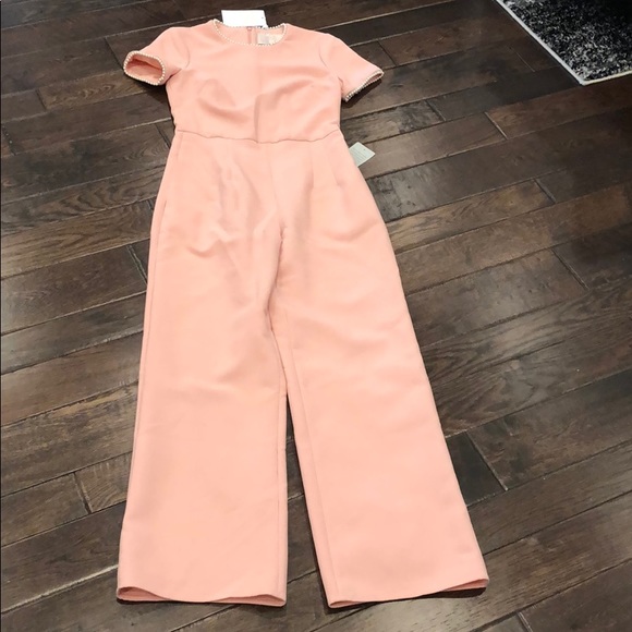NWT Gal Meets Glam Pink Pearl Trim Jumpsuit